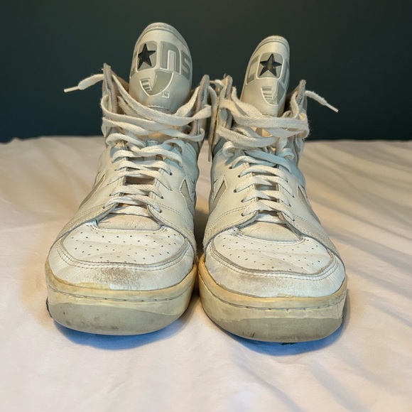 1980’s Converse CONS Vintage White & Grey High Top Leather Basketball Shoes 8.5 - Picture 14 of 16